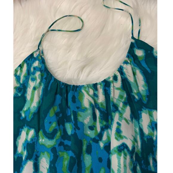 Tucker 100% silk watercolor green and blue cami size small - Picture 4 of 9